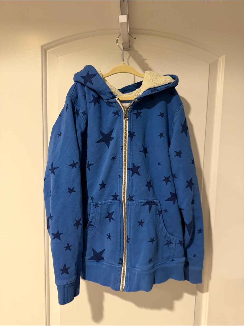 Hanna Andersson Kids Blue Star Sherpa-Lined Zip Hoodie